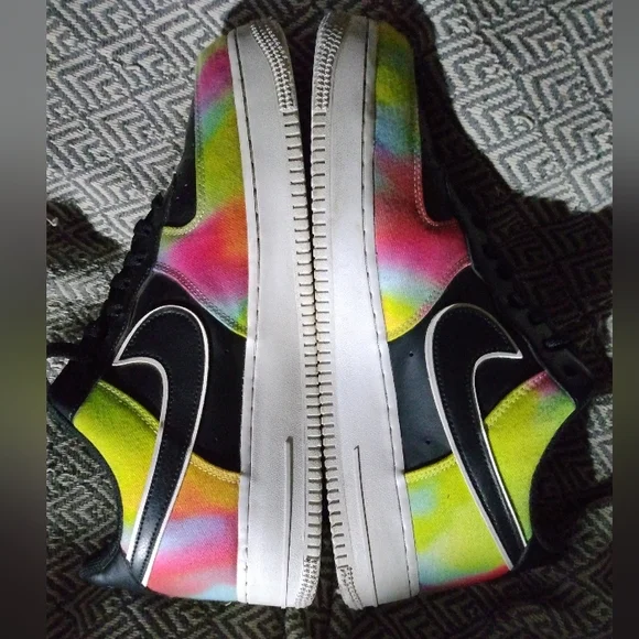 Nike Air Force 1 Low Black Tie Dye Mens Size 1 - Picture 8 of 13